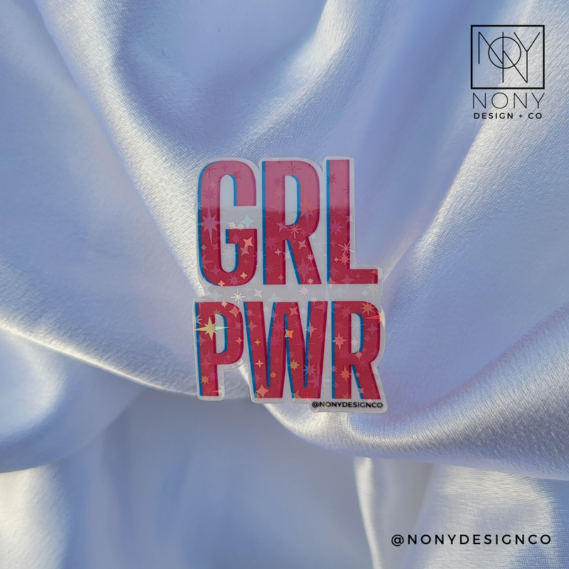 GRL PWR Iridescent Holographic Die Cut Sticker