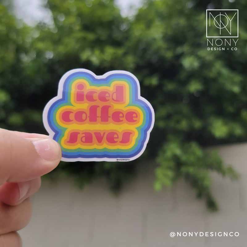 Iced Coffee Saves Die Cut Sticker