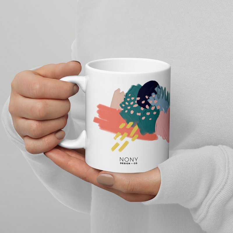 Mod Abstract White glossy mug